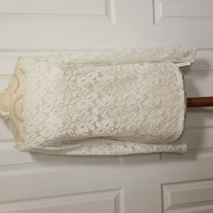 NWT PattyBoutik White/Cream Off the Shoulder Lace Top